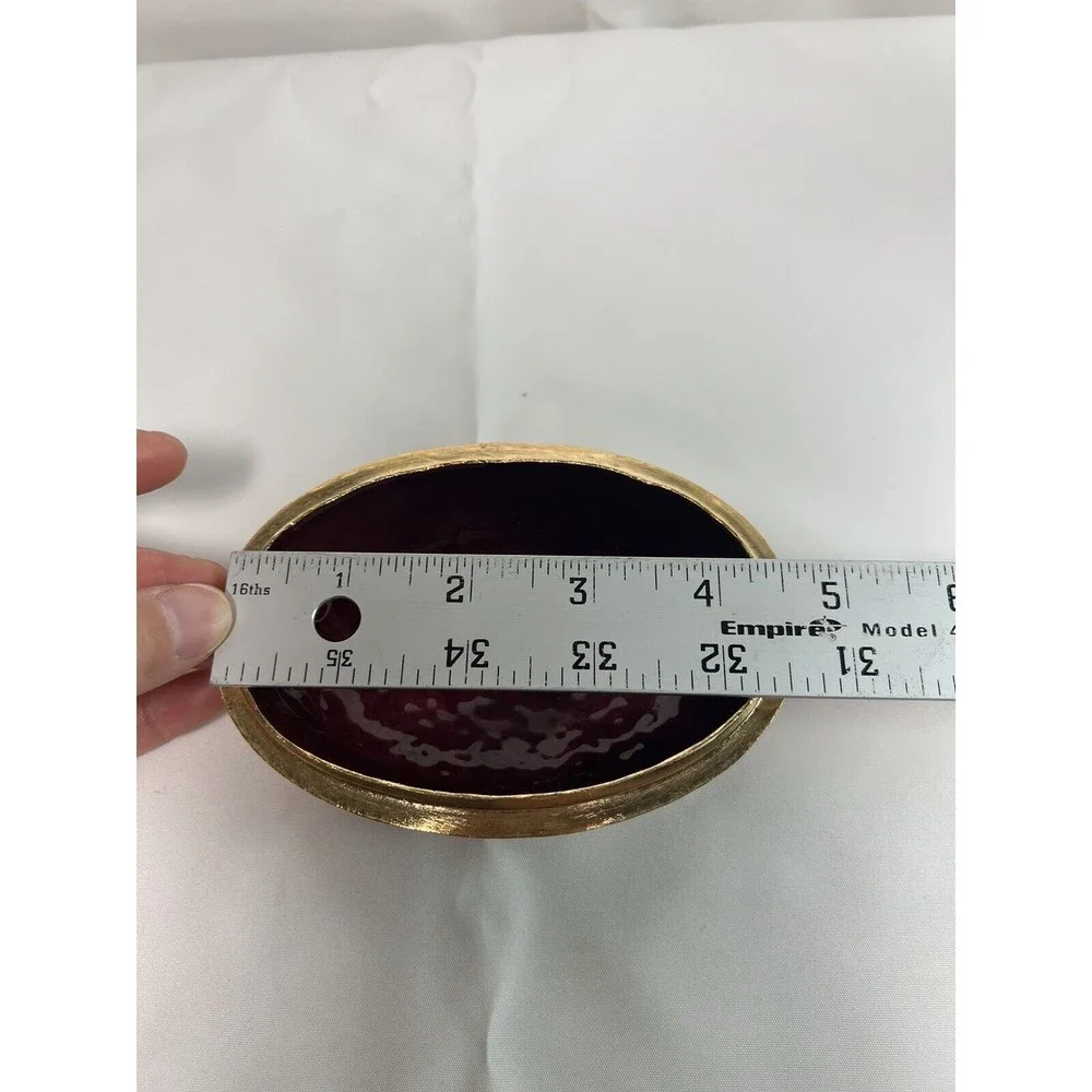 Enamel White House & American Star Flag Egg Shaped Trinket‎ Box Jewelry Dish